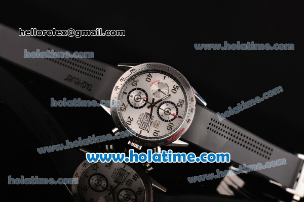 Tag Heuer Carrera Calibre 16 Automatic Movement 7750 Coating Case with Blue Bezel-Blue Dial and Black Rubber Strap - Click Image to Close